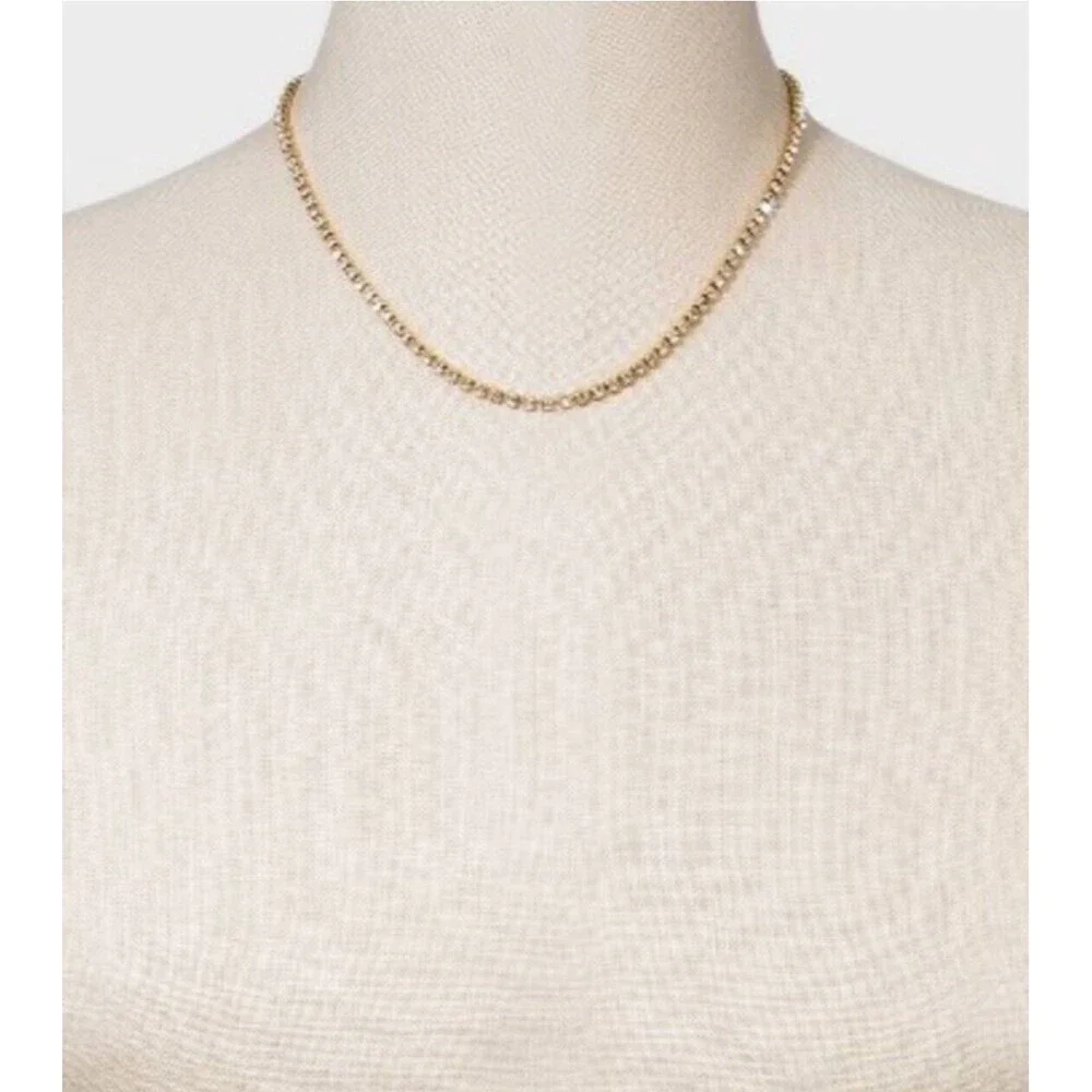 SUGARFIX by BaubleBar Gold Crystal Baguette Collar Necklace - New - Picture 4 of 5